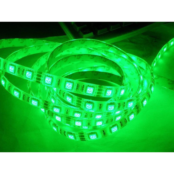 Стрічка Діодна 12v 25см зелена SMD (5050) гнучка/поліуретан покриття Econom