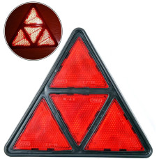 Катафот Трикутний Пластик 175 x 155 x 12 мм (з рамкою та гвинт) Червоний 1 шт (YUCE YP-35)