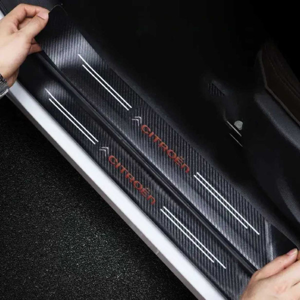 Захисна плівка накладка на пороги для Citroen Чорний Карбон 4 шт