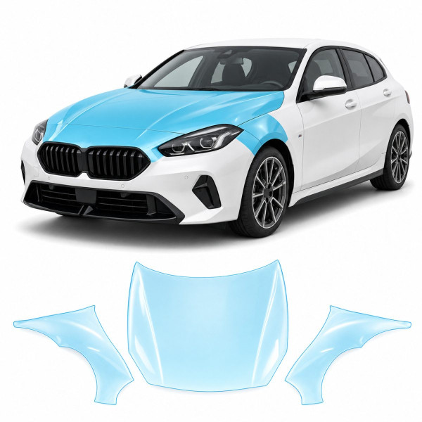 Антигравийная защитная бронепленка по лекалам для BMW 1 Series F70 2024- капот и передние крылья