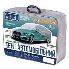 Тент автомобільний Vitol розмір М сірий на підкладці (Кишені Під Дзеркало)