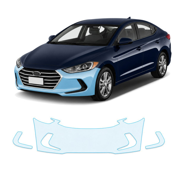 Антигравийная защитная бронепленка по лекалам для Hyundai Elantra AD 2015-2018 - передний бампер
