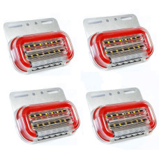 Габаритный огонь LED для грузовика 24В 14х7 см Функция поворота / подсветка номера Красный 4 шт