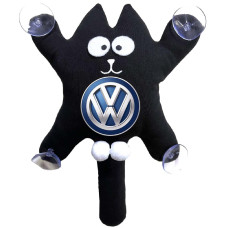 Игрушка на присоске Кот Саймон XL Volkswagen Жирный Кот Черный (Цветной логотип 3D)