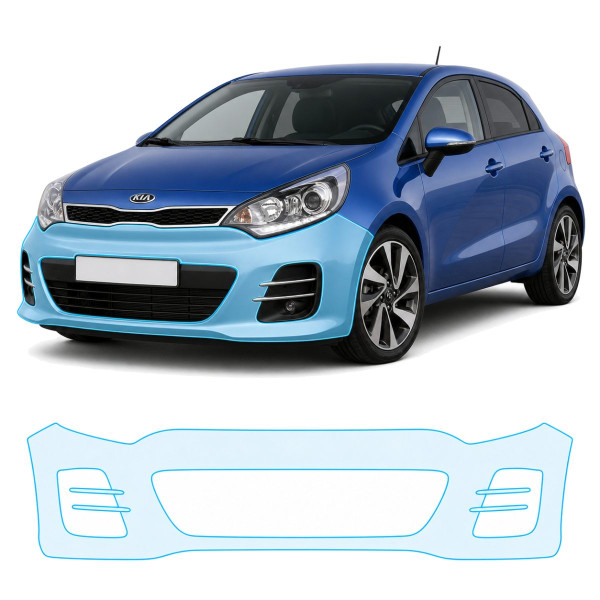 Антигравийная защитная бронепленка по лекалам для Kia Rio UB facelift 2015-2017 - передний бампер