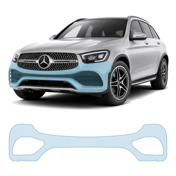 Антигравійна захисна бронеплівка за лекалами для Mercedes-Benz GLC X253 facelift 2019-2022 - передній бампер