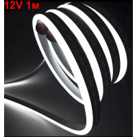 LED Стрічка гнучка силікон 12v 1 м Білий Неон (бічне свічення 12 мм 6 мм)