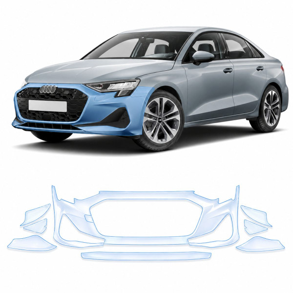 Антигравійна захисна бронеплівка за лекалами для Audi A3 8Y facelift 2024- передній бампер