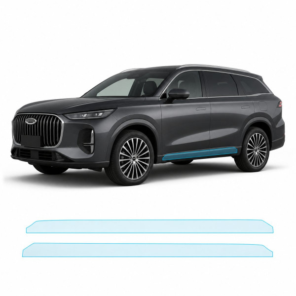 Антигравийная защитная бронепленка по лекалам для Chery Tiggo 9 (PHEV) I 2023- нижняя зона кузова пороги