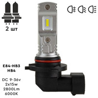 LED лампи для авто Pulso E84 HB3 HB4 2835 9-36V 2x15w 2800Lm 6000K