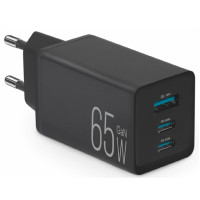 Мережевий зарядний пристрій Brevia ePowerGaN PD65W 2xUSB-C+USB-A чорний 45065GDCUB