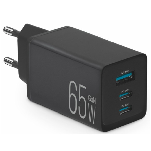 Сетевое зарядное устройство Brevia ePowerGaN PD65W 2xUSB-C+USB-A черный 45065GDCUB