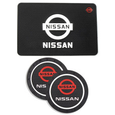 Набір антиковзних килимків для торпеди та підсклянника Nissan 3 шт 