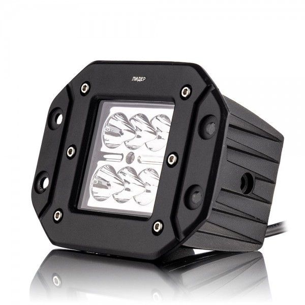 Світлодіодна додаткова LED фара 18W (3W*6) 10-30V 121x91x80 mm Далека (Врізна) (15-18W) 1 шт (2589)