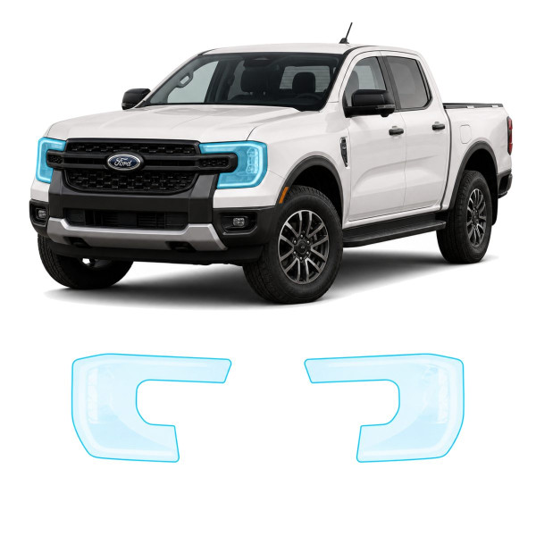 Антигравійна захисна бронеплівка за лекалами для Ford Ranger IV 2022- оптика (фари та ПТФ)