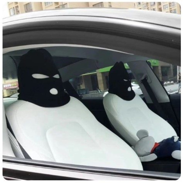 Чохол балаклава маска для підголівника автомобіля Gangster Чорний 1 шт