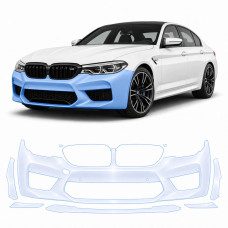 Антигравийная защитная бронепленка по лекалам для BMW M5 F90 2017-2023 - передний бампер