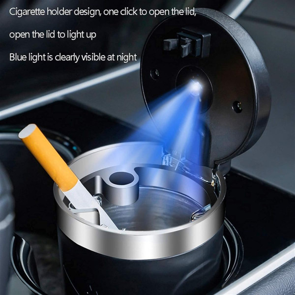 Пепельница автомобильная Ashtray с подсветкой Чаша Металл (Нажимная Крышка)