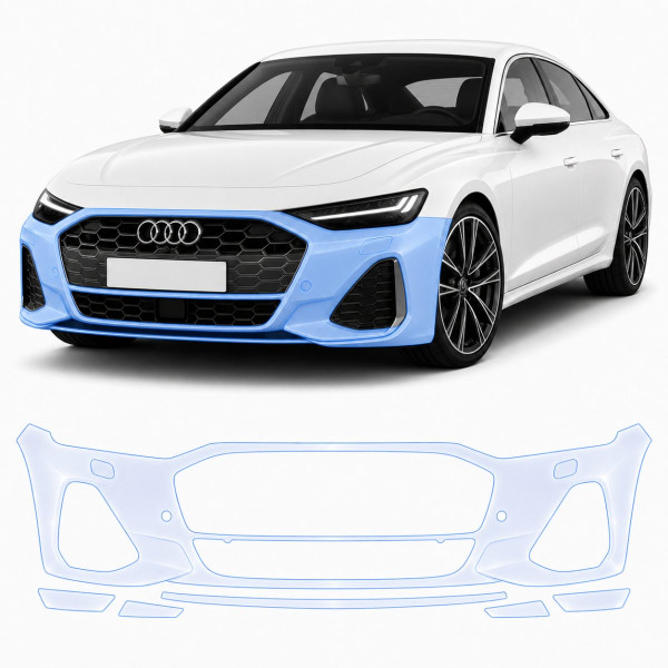 Антигравійна захисна бронеплівка за лекалами для Audi A5 B10 2024- передній бампер