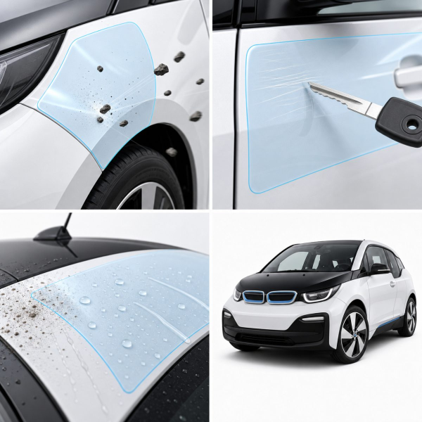Антигравийная защитная бронепленка по лекалам для BMW i3 I01 2013-2022 - капот и передние крылья