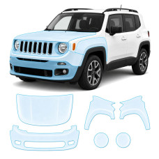 Антигравийная защитная бронепленка по лекалам для Jeep Renegade BU 2015-2018 - передняя часть авто (капот бампер фары крылья)