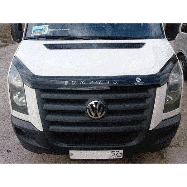 Дефлектор капота мухобойка для Volkswagen Crafter 2006-2013 Евро Крепление (Vip Tuning) VW09
