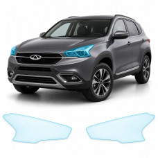 Антигравийная защитная бронепленка по лекалам для Chery Tiggo 7 I 2016-2020 - оптика (фары и ПТФ)