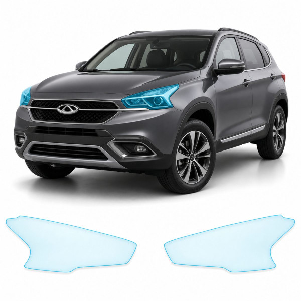 Антигравійна захисна бронеплівка за лекалами для Chery Tiggo 7 I 2016-2020 - оптика (фари та ПТФ)