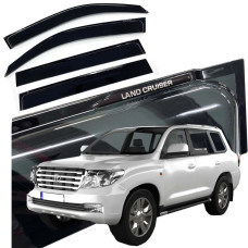 Дефлекторы окон ветровики Benke для Toyota Land Cruiser 200 / LX 570 2007- (Широкие 11 см Логотип 3D)