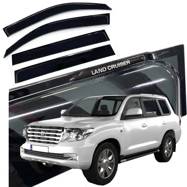 Дефлектори вікон вітровики для Toyota Land Cruiser 200 / LX 570 2007- (Широкі 11 см Логотип 3D)