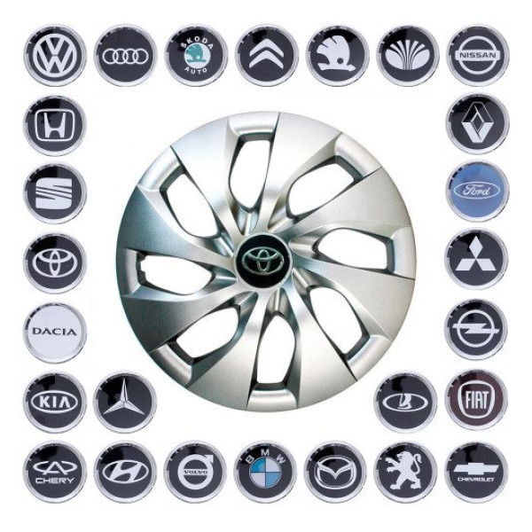 Ковпак колеса з емблемою Toyota SKS416 R16 сірий з логотипом на вибір 4 шт