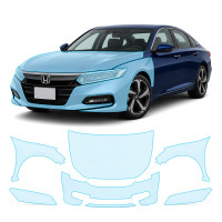 Антигравийная защитная бронепленка по лекалам для Honda Accord X 2018-2020 - передняя часть авто (капот бампер фары крылья)