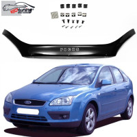 Дефлектор капота мухобойка для Ford Focus 2004-2008 Евро Крепление (Vip Tuning)