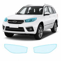 Антигравийная защитная бронепленка по лекалам для Chery Tiggo 3 II 2014-2019 - оптика (фары и ПТФ)