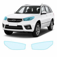 Антигравийная защитная бронепленка по лекалам для Chery Tiggo 3 II 2014-2019 - оптика (фары и ПТФ)