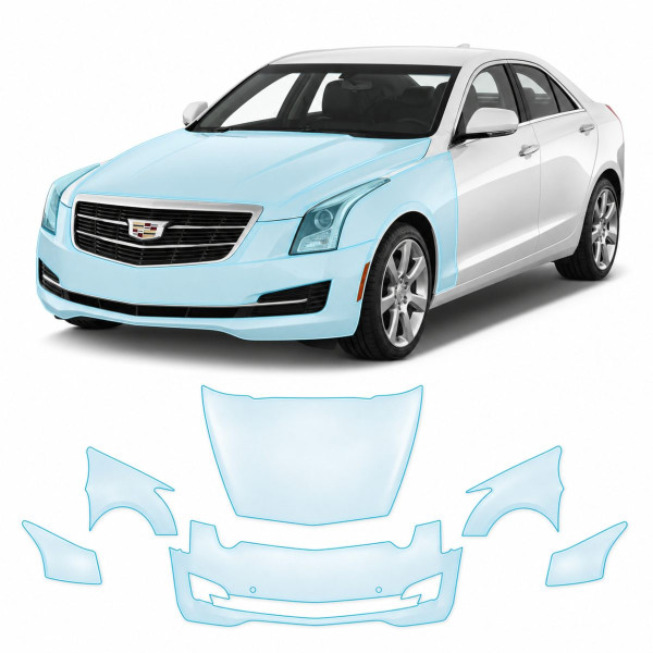 Антигравійна захисна бронеплівка за лекалами для Cadillac ATS I 2013-2019 - передня частина авто (капот бампер крила))