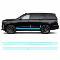 Антигравийная защитная бронепленка по лекалам для Cadillac Escalade V 2021- нижняя зона кузова пороги