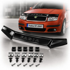 Дефлектор капота мухобійка Skoda Fabia I 2000-2007 Євро Кріплення Voron Glass