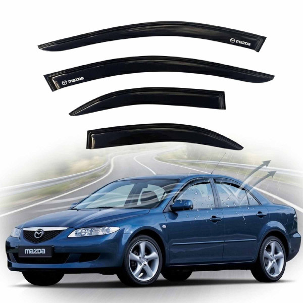 Дефлектори вікон вітровики Mazda 6 2002-2007 Седан Скотч 3M Voron Glass