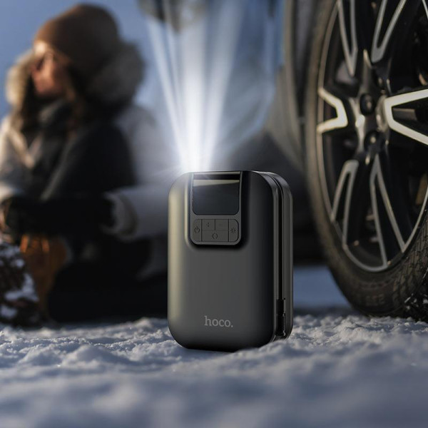 Портативний компресор автомобільний насос Hoco Breeze S53 2500 мАг LED