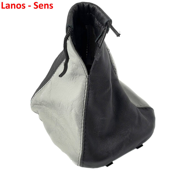 Чохол для ручки КПП Модельний Lanos - Sens рамкою Шкіра Чорно-Сірий