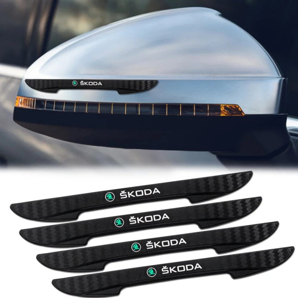 Защитные противоударные полосы Skoda на края двери 16х147 мм Резина (наклейки) Черный 4 шт