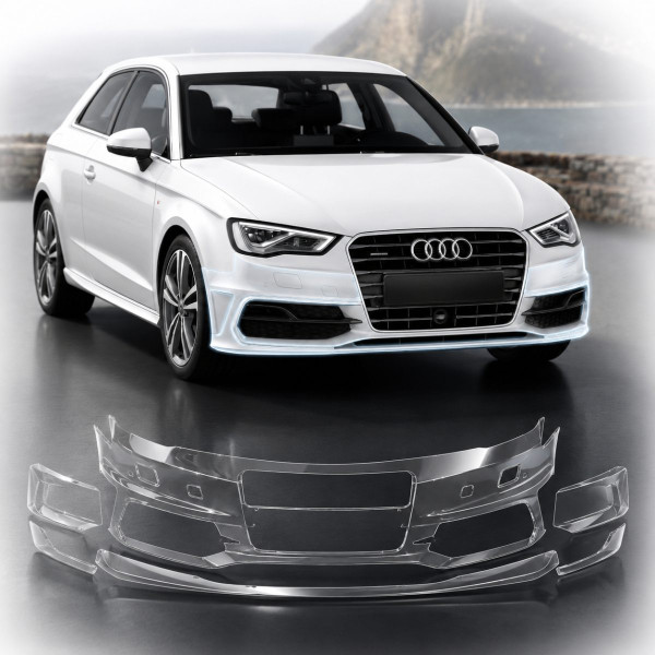 Антигравийная защитная бронепленка по лекалам для Audi A3 8V 2012-2020 - передний бампер