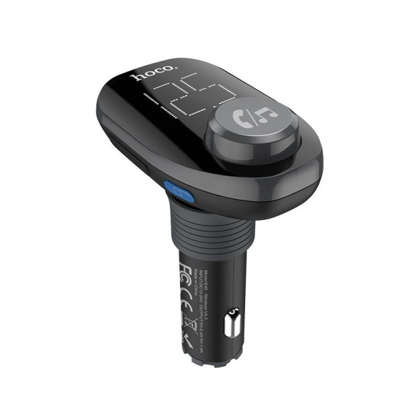Автомобильный FM модулятор (трансмиттер) Модулятор Bluetooth HOCO E45 2 USB Черный (Оригинал)