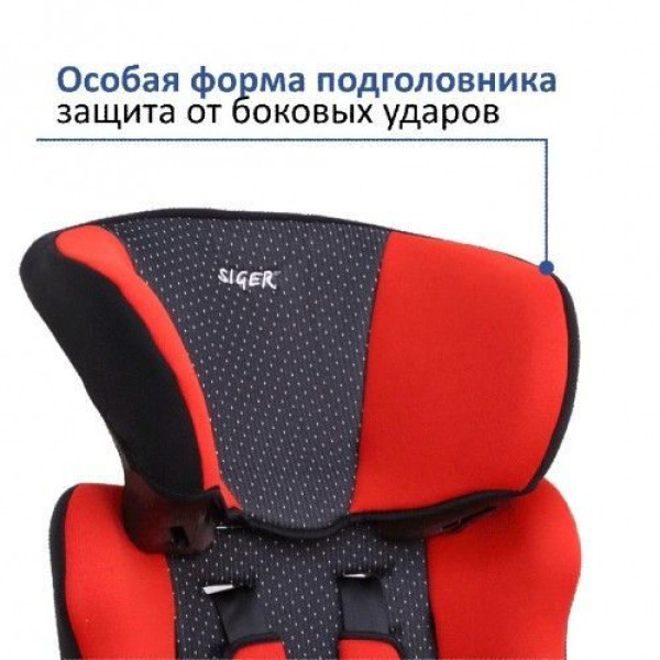Дитяче автокрісло 1-12 Років, 9-36 Кг, Категорія 1/2/3 SIGER "Космо" Червоний