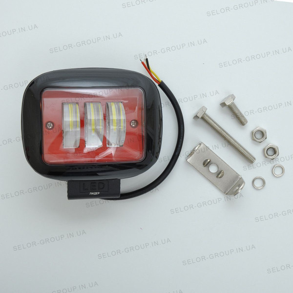 Світлодіодна додаткова LED фара Квадратна 120х100х60 mm / Ближнє світло з ДХО / 45W / 15Wх3 / 10-30V / 1