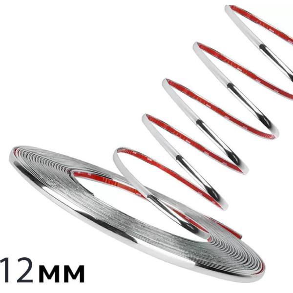 Молдинг хром 12х3мм-30м-KING-GU609 А12