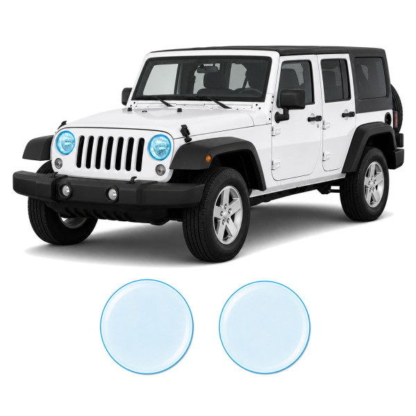 Антигравийная защитная бронепленка по лекалам для Jeep Wrangler JK 2007-2018 - оптика (фары и ПТФ)