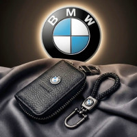 Автонабор №5 для BMW / Брелок с карабином и чехол для автоключей с логотипом / тисненная кожа