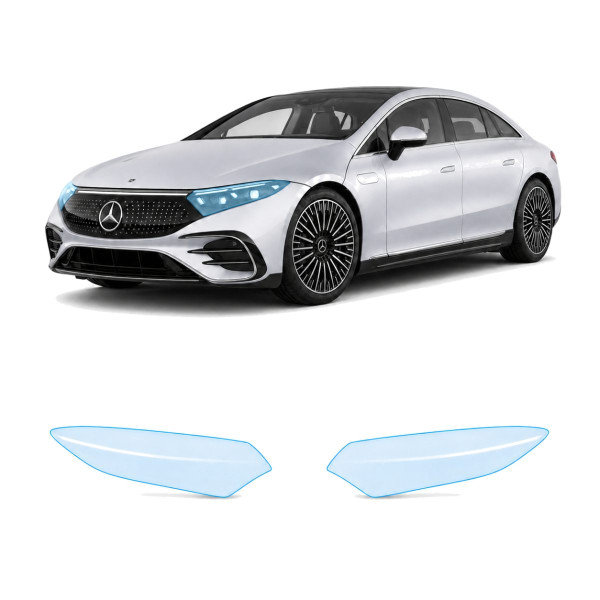 Антигравийная защитная бронепленка по лекалам для Mercedes-Benz EQS 2021- оптика (фары и ПТФ)